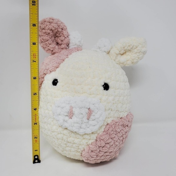 Rare Handmade Crochet Baby Cow Stuffed Plush Animal - Picture 7 of 8